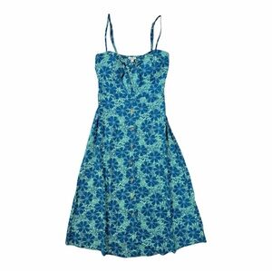 AUW Teal and Navy Floral Midi Dress